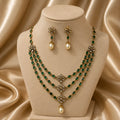 3 Layered Emerald Kundan Necklace Set