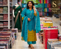Turquoise & Mustard Scalloped Salwar Suit Set