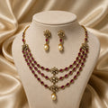 3 Layered Ruby Kundan Necklace Set