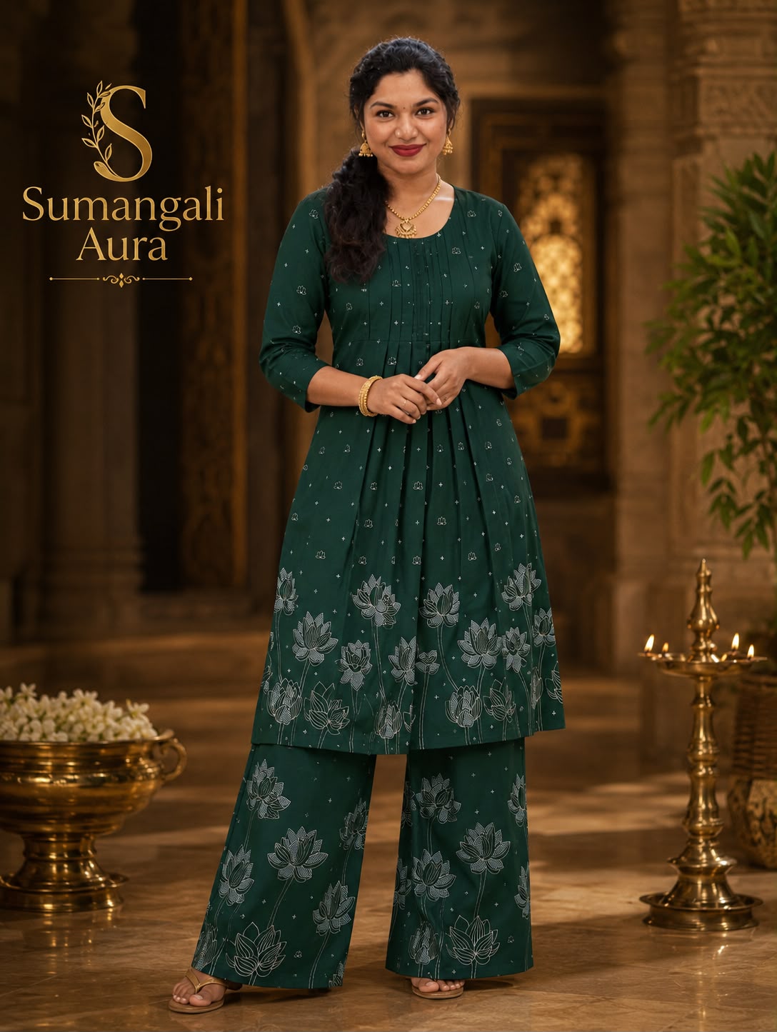 Elegant Green Cotton Co-ord Set