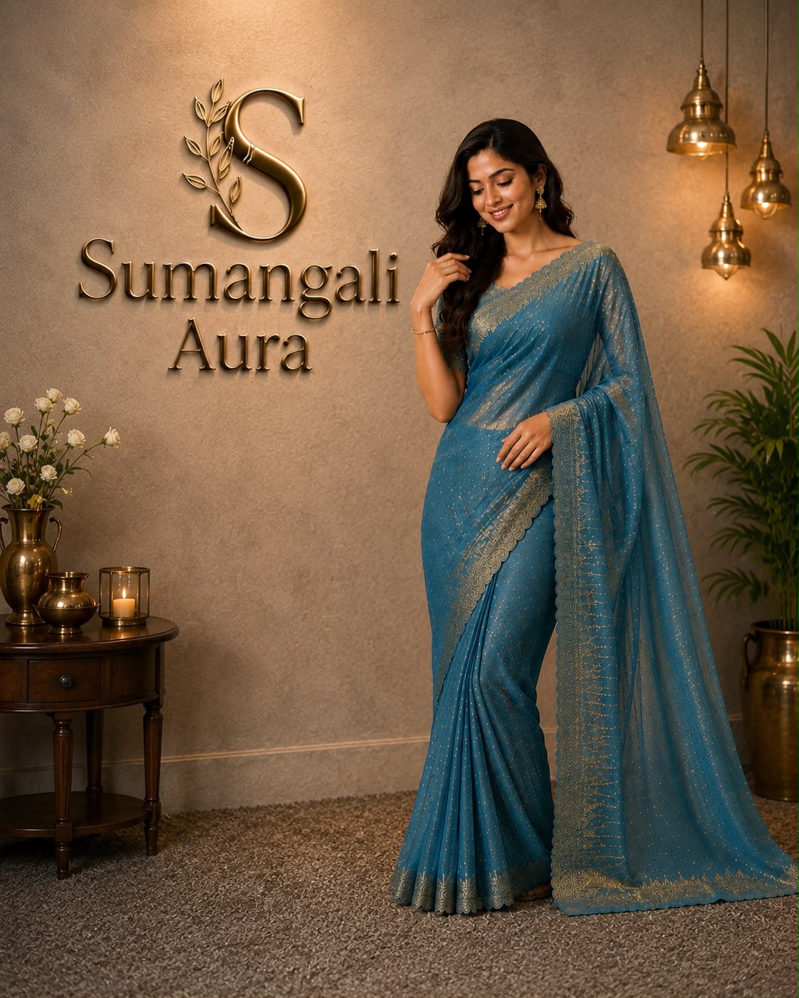 Ready-to-Wear Blue Designer Saree