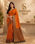 Orange Bhutta Saree with Rich Woven Border