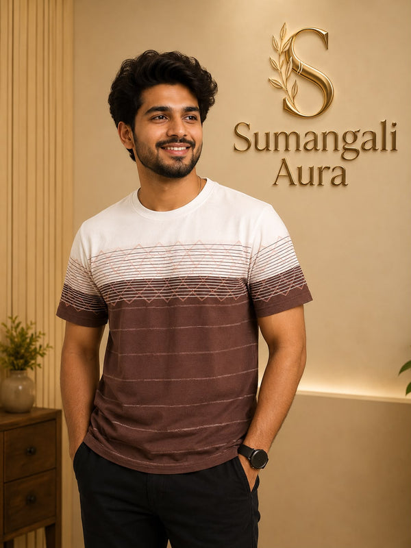 Brown & White Premium Casual T-Shirt
