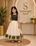 Elegant Green & Ivory Kids Festive Wear
