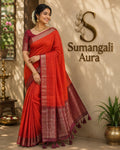 Red Kattam Kasavu Saree