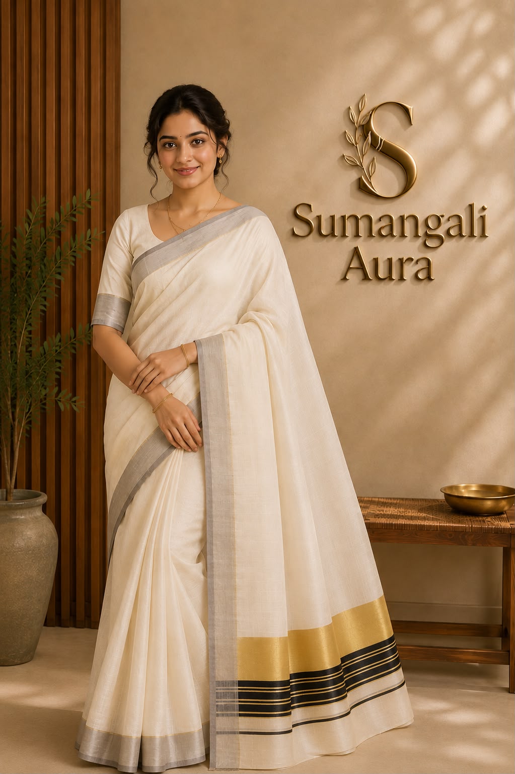 Elegant Silver Border Settu Saree