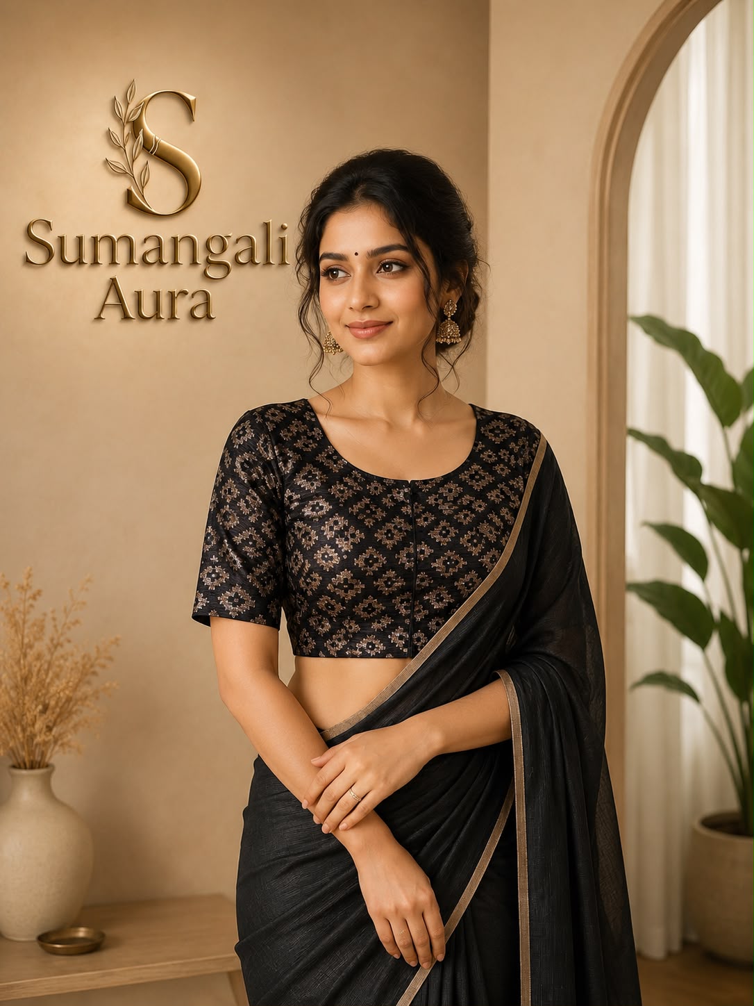 Ready-to-Wear Blouse – Black & Antique Gold