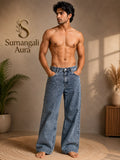 Men’s Acid-Wash Wide-Leg Jeans
