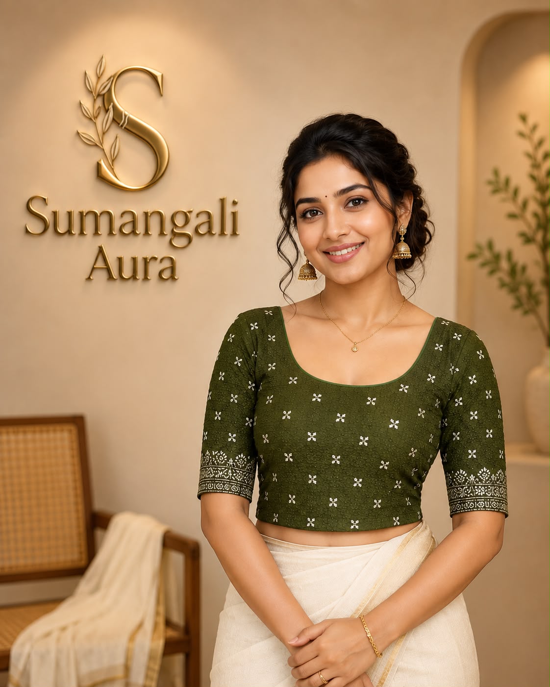 Olive Green Ready-to-Wear Blouse