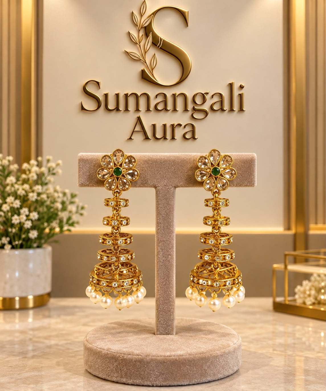 Elegant Gold-Tone Jhumka Earrings