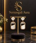 Elegant Pearl & Gold Geometric Drop Earrings