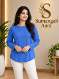 Royal Blue Long-Sleeve Casual Top
