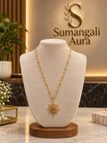 Golden Sunburst Pendant Necklace