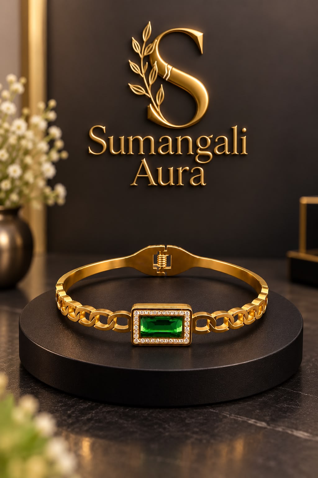 Elegant Emerald Green Bangle
