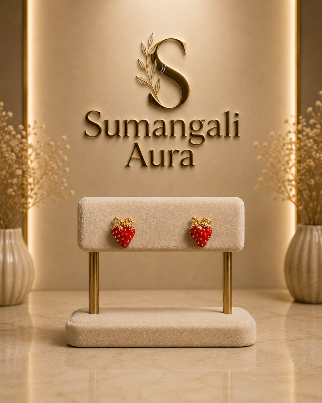 Strawberry Charm Stud Earrings