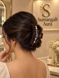 Brown Tortoiseshell Hair Claw Clip with Crystal Details