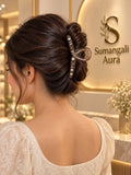 Smoky Taupe Brown Pearl & Crystal Hair Clip