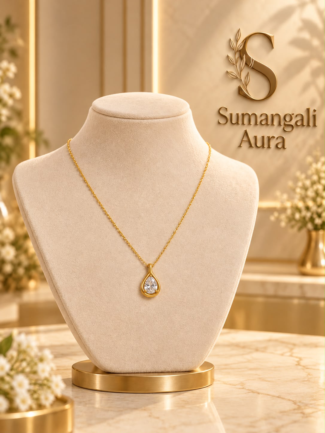 Gold-Tone Teardrop Pendant Chain