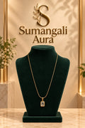 Gold-Tone Necklace with Clear Rectangular Pendant