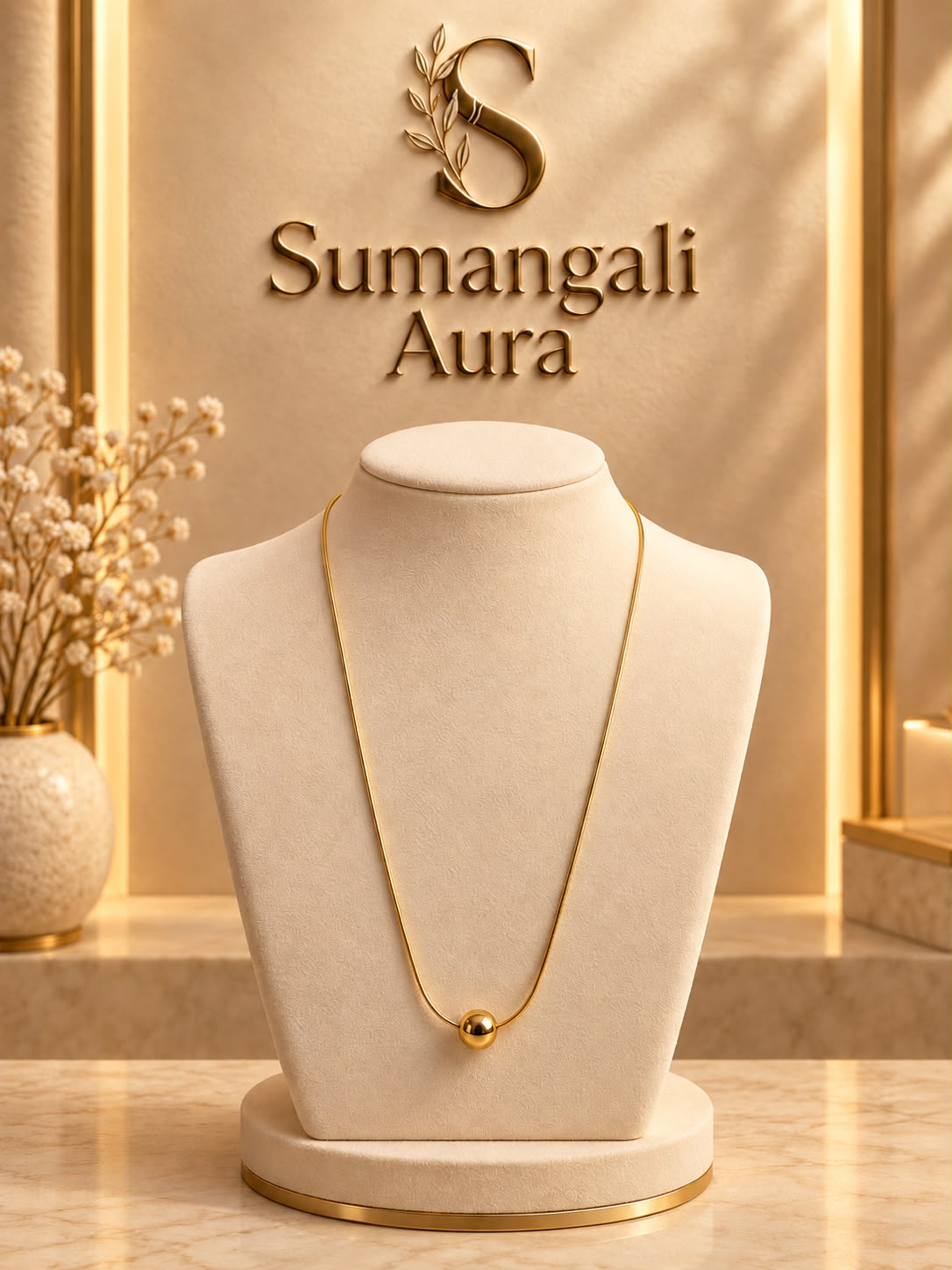 Gold-Tone Necklace with Round Pendant