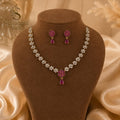 Floral Ruby AD Necklace Set